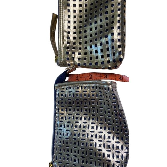 Estée Lauder Womens Beauty Cosmetic Makeup Travel Bag Gold Metallic Lot Of 2 - Picture 9 of 10